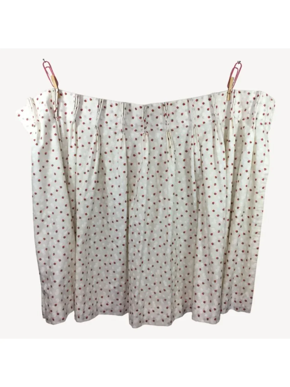 Vintage 1950s Drapes 1 Panel Curtains Weighted Corners Strawberry Cream 42x34